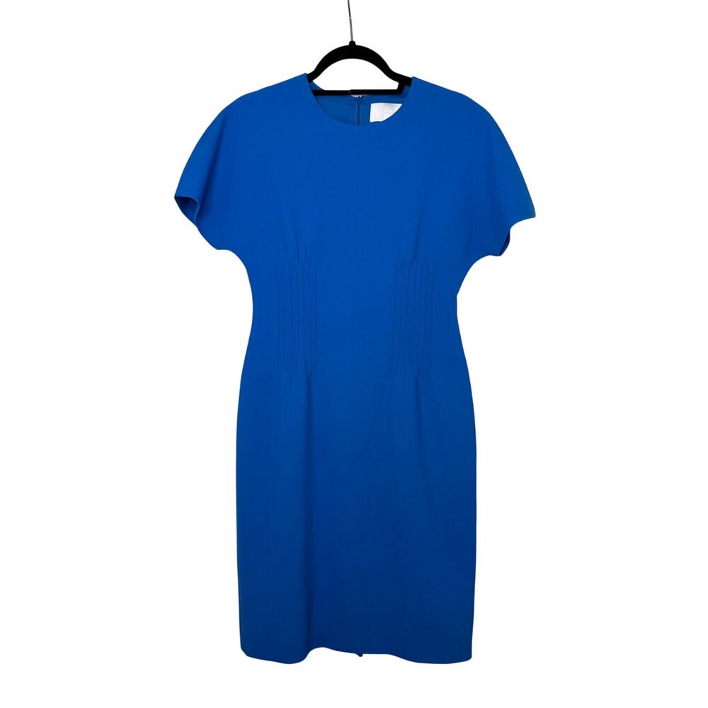BOSS Hugo Boss Womens Sz 4 Sheath Dress Pintuck Waist Dolman Sleeve Bright Blue